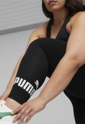 Damskie legginsy z logo Essentials PUMA Black. Czarne legginsy sportowe damskie Puma, xs, bez wzorów, z bawełny, długie, na fitness i siłownię. Za 124.55 zł.