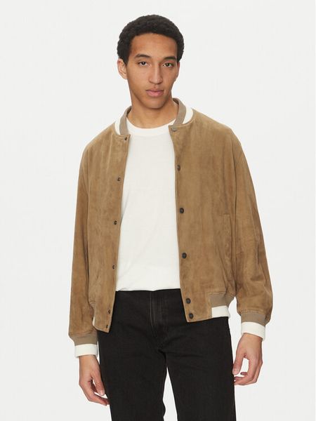 HUGO Kurtka skórzana Ledam 50534326 Beżowy Relaxed Fit. Brązowe kurtki męskie Hugo, m, bez wzorów, ze skóry, bez kaptura. Za 1,349.00 zł.