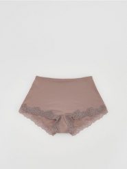Majtki typu szorty - brązowy. Brązowe szorty damskie Reserved, l, bez wzorów. Za 39.99 zł.