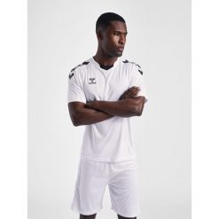 Koszulka piłkarska z krótkim rękawem męska Hummel Core XK Poly Jersey S/S. Białe koszulki sportowe męskie Hummel, m, bez wzorów, z jersey, bez kołnierzyka, bez ramiączek, do piłki nożnej. Za 106.15 zł.