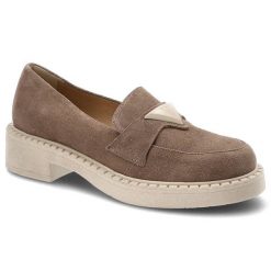 Mokasyny damskie Lamanti, naturalna skóra zamszowa skórzana wkładka i wnętrze wsuwana konstrukcja, beżowe, 877. Brązowe półbuty damskie LAMANTI, bez wzorów, ze skóry, biznesowe, bez obcasa, bez zapięcia. Za 305.99 zł.