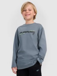 4F Longsleeve regular z nadrukiem chłopięcy - khaki 134 (8-9 lat). Niebieskie t-shirty dla chłopców 4f, bez wzorów, z bawełny, bez ramiączek. W wyprzedaży za 49.99 zł.