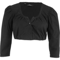 Bluzka ludowa z koronką z motywem precli bonprix czarny. Bluzki damskie marki bonprix. Za 49.99 zł.
