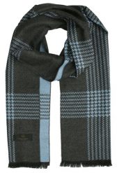 Jesienno-Zimowy Szalik Dwustronny - Wiskoza - Szarość i Niebieski. Niebieskie szaliki męskie Adriano Guinari, na jesień, bez wzorów, z bawełny. Za 59.00 zł.