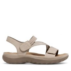 Sandały Rieker. Brązowe sandały damskie Rieker, bez wzorów, bez obcasa, na płaskiej podeszwie, bez zapięcia. Za 309.99 zł.