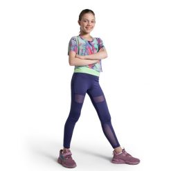 Legginsy do gimanstyki dla dzieci Lemon Explore WL5. Niebieskie legginsy dla dziewczynek LEMON explore, z aplikacjami, z elastanu. Za 69.90 zł.