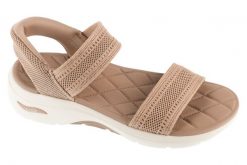 Sandały damskie, Slip-Ins: GO Walk Arch Fit 2.0 Sandal - Kennedy. Niebieskie sandały damskie Skechers, bez wzorów, z materiału, bez obcasa, bez zapięcia. Za 379.99 zł.