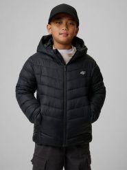 4F Kurtka z wypełnieniem syntetycznym chłopięca - czarna 134 (8-9 lat). Czarne kurtki i płaszcze dla chłopców 4f, na zimę, bez wzorów, z syntetyku, bez kaptura. Za 159.99 zł.
