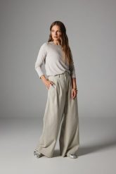SPODNIE DALIA BEŻOWE S - Flawless. Brązowe spodnie materiałowe damskie Flawless, s, bez wzorów, z bawełny, z podwyższonym stanem. Za 597.00 zł.