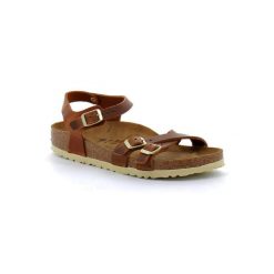 Klapki Birkenstock Kumba Brązowe Damskie. Brązowe klapki damskie Birkenstock, bez wzorów, z nubiku, bez obcasa. Za 874.00 zł.
