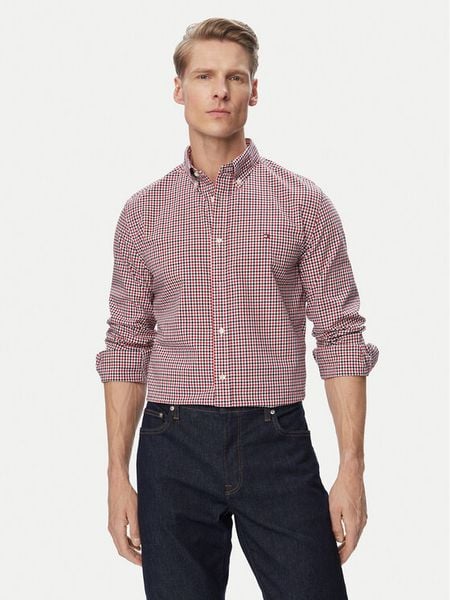 Tommy Hilfiger Koszula Gingham MW0MW43319 Czerwony Regular Fit. Czerwone koszule męskie Tommy Hilfiger, m, bez wzorów, z bawełny, bez kołnierzyka, bez ramiączek. Za 329.99 zł.