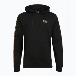 Bluza męska Emporio Armani EA7 Train Logo Series Extended Logo Hoodie. Czarne bluzy męskie EA7 Emporio Armani, m, bez wzorów, z bawełny, bez kaptura. Za 499.70 zł.