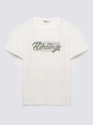 Koszulka męska z nadrukiem biała Keren 100. Białe t-shirty męskie Big Star, l, bez wzorów, z bawełny, bez kołnierzyka. Za 99.99 zł.