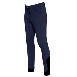 Dziecięce spodnie do jazdy konnej Premier Equine Derby. Niebieskie spodnie materiałowe dla chłopców PREMIER EQUINE, bez wzorów, z dżerseju. Za 366.50 zł.