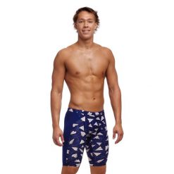 Spodenki do pływania Jammery Funky Trunks Paper Plain. Niebieskie kąpielówki męskie FUNKY TRUNKS, m, bez wzorów, do pływania. Za 219.00 zł.