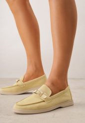 Żółte Mokasyny Ozdobione Metaliczną Klamrą Murielori. Żółte mokasyny damskie Renee, z jeansu, biznesowe. Za 119.99 zł.