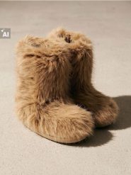 Śniegowce z imitacji futra - beżowy. Brązowe śniegowce i trapery damskie Sinsay. Za 119.99 zł.