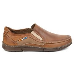 Olivier Buty męskie slip-on 283GT Camel brązowe. Brązowe półbuty na co dzień męskie na jesień, z jeansu, biznesowe, bez zapięcia. Za 319.69 zł.