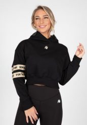 Tracey Cropped Bluza z kapturem - Czarny. Czarne bluzy damskie GORILLA WEAR, xl, bez wzorów, z bawełny, z kapturem. Za 356.00 zł.