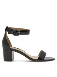 Nine West Sandały WFA2641-1 Czarny. Czarne sandały damskie Nine West, bez wzorów, z syntetyku, bez obcasa, na słupku, bez zapięcia. Za 229.99 zł.