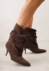 Brązowe Botki na Szpilce Typu Slouchy Anitai. Brązowe botki damskie Renee, z jeansu, bez obcasa, na obcasie, bez zapięcia. Za 169.99 zł.