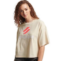 Koszulka turystyczna damska Superdry Code Sl Stacked Apq Boxy. Brązowe koszulki sportowe damskie Superdry., s, bez wzorów, z bawełny, bez kołnierzyka, bez ramiączek. Za 81.00 zł.