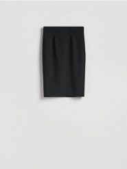 Spódnica midi z przeszyciem - czarny. Czarne spódnice damskie Reserved, l, bez wzorów, z dzianiny, midi, dopasowane. Za 69.99 zł.