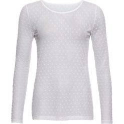 Shirt siatkowy z połyskiem bonprix biały. Bluzki damskie bonprix. Za 37.99 zł.