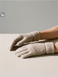 Rękawiczki z domieszką wiskozy - beżowy. Brązowe rękawiczki damskie Sinsay, bez wzorów, z wiskozy. Za 9.99 zł.
