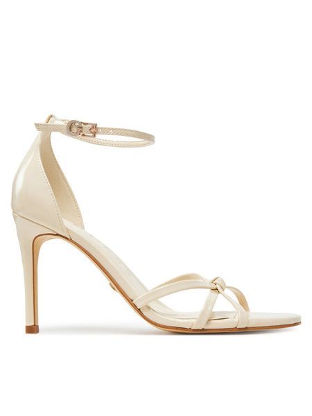 Guess Sandały FLJSPR PAF03 Beżowy. Brązowe sandały damskie Guess, z aplikacjami, ze skóry, bez obcasa, na szpilce, bez zapięcia. Za 489.99 zł.