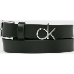 Calvin Klein - Pasek. Czarne paski damskie Calvin Klein, w paski, ze skóry. Za 299.90 zł.
