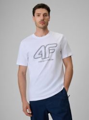 T-shirt regular z nadrukiem męski 4F 4FRSS26TTSHM3999. Białe t-shirty męskie 4f, m, bez wzorów, z bawełny, klasyczne, bez kołnierzyka. Za 69.99 zł.