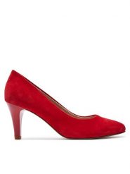 Caprice Szpilki 9-22405-42 Czerwony. Czerwone szpilki damskie Caprice, bez wzorów, ze skóry, bez obcasa, bez zapięcia. Za 183.99 zł.