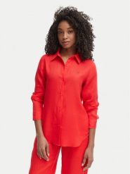 Tommy Hilfiger Koszula WW0WW44679 Czerwony Regular Fit. Czerwone bluzki damskie Tommy Hilfiger, bez wzorów, ze lnu, bez kołnierzyka, bez ramiączek. Za 489.99 zł.