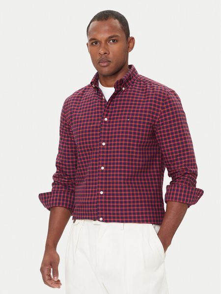 Tommy Hilfiger Koszula Heritage MW0MW40467 Czerwony Regular Fit. Czerwone koszule męskie Tommy Hilfiger, m, bez wzorów, z bawełny, bez kołnierzyka, bez ramiączek. Za 429.99 zł.