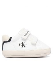 Calvin Klein Niechodki V0B9-83437-1582 Biały. Białe buty sportowe chłopięce Calvin Klein, bez wzorów, ze skóry, bez zapięcia. Za 214.99 zł.