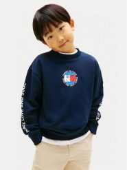 Tommy Hilfiger Bluza Smiley Flag KB0KB10258 Granatowy Regular Fit. Niebieskie bluzy dla chłopców Tommy Hilfiger, bez wzorów, z bawełny, bez ramiączek, bez kaptura. Za 249.99 zł.
