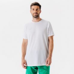 Second Life - Koszulka do piłki nożnej z krótkim rękawem... - Stan Doskonały. Białe koszulki sportowe męskie KIPSTA, l, bez wzorów, z materiału, bez kołnierzyka, bez ramiączek, na fitness i siłownię. Za 41.99 zł.