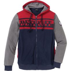 Bluza rozpinana z polaru z kapturem Regular Fit bonprix ciemnoniebiesko-dymny szary - ciemnoczerwony. Bluzy męskie marki bonprix. Za 59.99 zł.