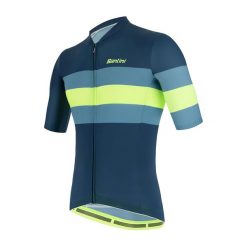 Koszulka rowerowa męska Santini Sleek Bengal. Niebieskie buty sportowe męskie SANTINI, bez zapięcia, rowerowe. Za 279.99 zł.