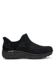 Skechers Półbuty Easy Going - Floral Moment 169157 Czarny. Czarne półbuty damskie Skechers, bez wzorów, ze skóry, bez obcasa, na płaskiej podeszwie, bez zapięcia. Za 429.99 zł.