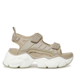 Sandały Buffalo. Brązowe sandały damskie Buffalo, bez wzorów, bez obcasa, na płaskiej podeszwie, bez zapięcia. Za 299.99 zł.