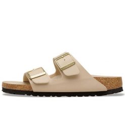 Sandały Birkenstock Arizona Birko Flor Damskie. Brązowe sandały damskie Birkenstock, bez wzorów, z materiału, bez obcasa, bez zapięcia. Za 628.80 zł.