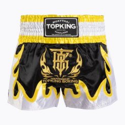 Spodenki treningowe Top King Thai Boxing. Czarne krótkie spodenki sportowe męskie TOP KING, l, bez wzorów, z materiału, na fitness i siłownię. Za 269.99 zł.