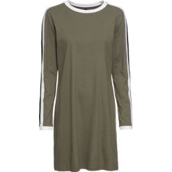 Sukienka shirtowa bonprix oliwkowy z kontrastowymi paskami. Sukienki damskie marki bonprix. Za 69.99 zł.