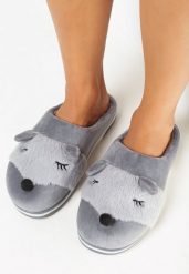 Szare Kapcie z Futerkiem i Ozdobnymi Uszami Vlavellla. Szare kapcie damskie Born2be, bez wzorów. Za 19.99 zł.