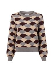 Nümph Sweter damski - Nulila Kobiety drobna dzianina brązowy|beżowy|szary wzorzysty, XL. Brązowe swetry damskie Nümph, xl, bez wzorów, z dzianiny, eleganckie, bez kołnierzyka, bez ramiączek, bez kaptura. Za 399.95 zł.