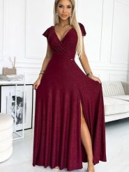 Sukienka Model Crystal 411-8 Bordo - Numoco. Czerwone sukienki damskie NUMOCO, l, bez wzorów, z elastanu, wizytowe, bez kołnierzyka, plus size, bez ramiączek, maxi, kopertowe. Za 677.98 zł.
