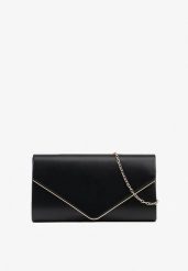 Czarna Elegancka Torebka Kopertówka z Łańcuszkiem Pasenela. Czarne kopertówki damskie Renee, bez wzorów, eleganckie, bez dodatków. Za 69.99 zł.