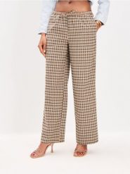 Spodnie wide leg w kratkę - wielobarwny. Spodnie materiałowe damskie Sinsay, l, bez wzorów. W wyprzedaży za 29.99 zł.